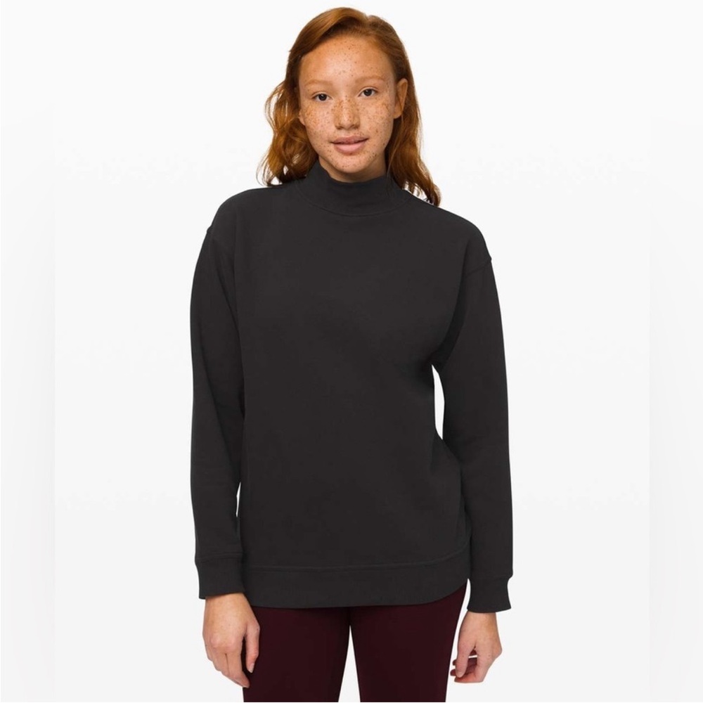 Lululemon All Yours Mock Neck Sweatshirt Pullover Black